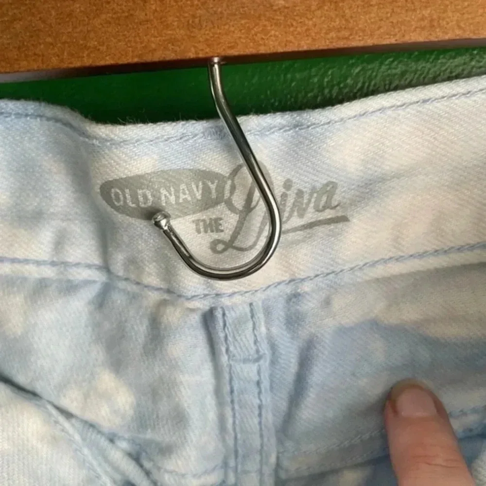 CLEARANCE!!!! Old Navy Diva Tie Dye Blue White Denim‎ Jean Shorts Cutoffs Cute! - Picture 2 of 6